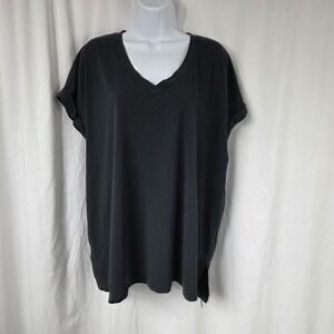 Banana Republic Shirt Womens XL Black V Neck Short Sleeve Tunic Top Jersey